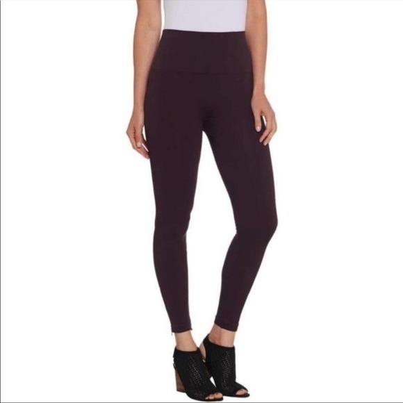 Spanx Look At Me Now High Waisted Eggplant Zippered Leg Leggings Size Medium‎ - Picture 1 of 6